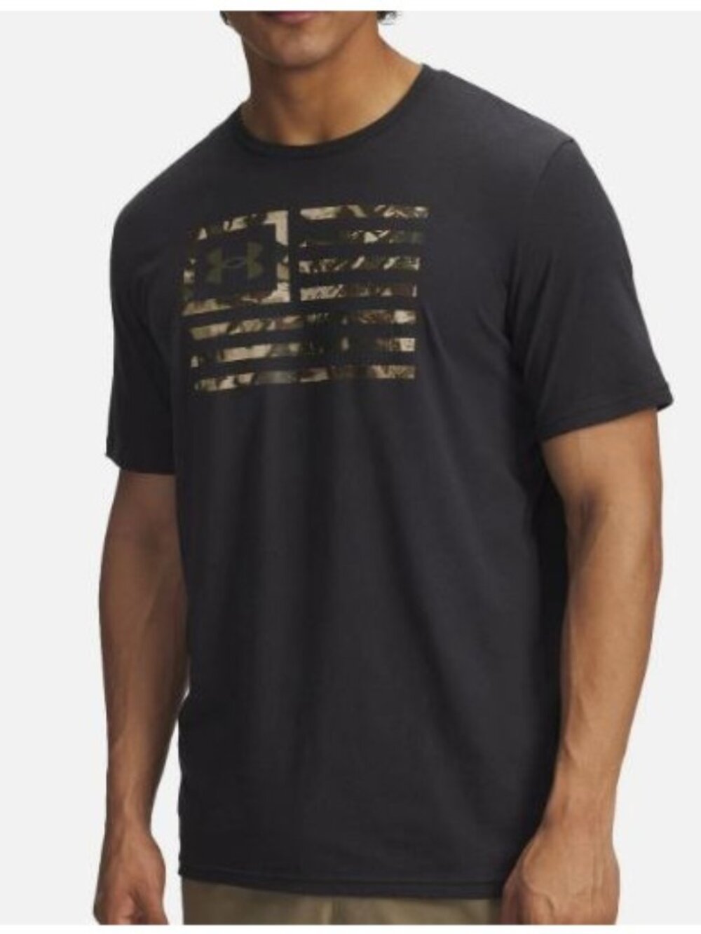 Under Armour Freedom Flag Size Medium Black Tee Camo Print Shirt NWT